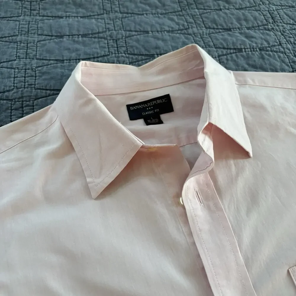 Banana Republic Classic Fit Pink Oxford Button Shirt Cotton Men’s L 16-16.5